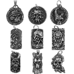 Collier pendentif crâne en acier inoxydable, bijoux effrayants, style punk pour hommes - Product Image 3