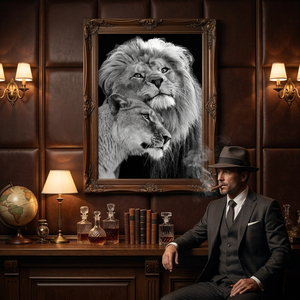 Tableau mural Lion Noir et Blanc sur toile encadrée, impression animale, affiche moderne pour décoration de salon, vente en gros usine - Product Image 5