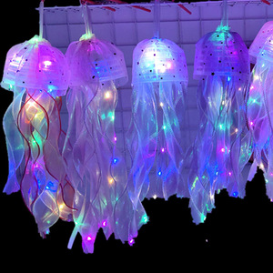 Lampe méduse lumineuse en tissu, jouet lumineux pour décoration de chambre de filles, lanterne portative - Product Image 3