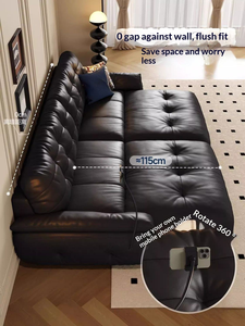 Sofá <span class=keywords><strong>Cama</strong></span> Italiano de Alta Gama para Sala de Estar, Cómodo, con Capa Superior de Cuero Vacuno, Eléctrico, Multifuncional, de Cuero Genuino - Product Image 3