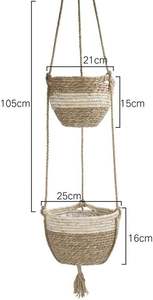 Panier Mural En Rotin Du Vietnam Corbeille A Pain Et Osier De <span class=keywords><strong>Canape</strong></span> Suspendu Simple Serviettes Au Mur Jute 3 Niveaux - Product Image 5