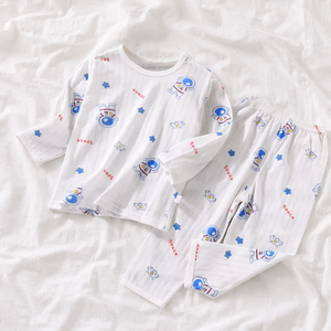 Set <span class=keywords><strong>Pigiama</strong></span> Boutique per Neonato Maschio, Maniche Lunghe, Collo Tondo, Bottoni sulle Spalle, Pantaloni con Stampa Celestiale, Abbigliamento da Notte per Bambini all'Ingrosso - Product Image 1