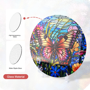 Custom Butterfly Design Glass Sun Catcher Stained Glass Craft <b>Window</b> Wall Hanging 33cm Circle Shape Durable UV Technique Decor - Product Image 4