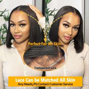 13x4 dentelle avant droite <span class=keywords><strong>Bob</strong></span> perruque 12A cheveux humains bruts noir naturel HD sans colle 250% densité Super simple dessiné 8 pouces de long - Product Image 6