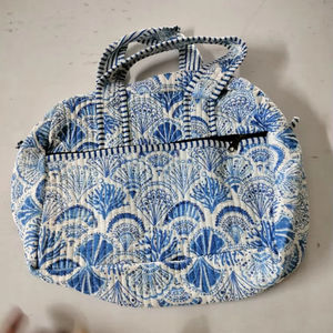 Bolsa de Viaje de Fin de Semana de Lujo Hecha a Mano, con Estampado de Bloques de Algodón, Acolchada, de Gran Capacidad, Resistente, para Deportes, Viajes, Gimnasio, Yoga - Product Image 1