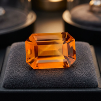 Citrine mandarine chauffée de Madagascar de 14,34 carats, taille émeraude, couleur dorée, qualité impeccable