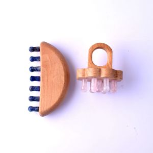 HZ perawatan kesehatan perawatan Kepala perawatan pijat asli Xiuyan hijau giok gigi lebar Gua Sha sikat sakit kepala alat pijat sisir Jade - Product Image 3