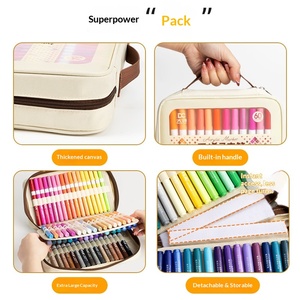Sac de rangement <span class=keywords><strong>pour</strong></span> marqueurs et crayons acryliques 84 couleurs, grande capacité, multifonctionnel, portable, en toile, détachable - Product Image 3