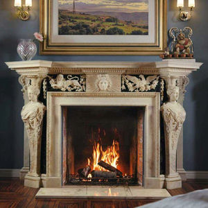 Handgeschnitzter Kamin aus Marmor im europäischen Antik-Stil mit Damenstatue, freistehend für die Hotelnutzung - Product Image 6