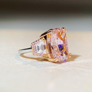 الفضة الإسترليني النساء قطع مشع الوردي الأصفر 8A مكعب زركونيا وعد الخطوبة خاتم الزواج - Product Image 5