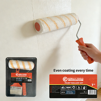Kit professionnel de 3 rouleaux à peinture de 7 pouces avec bac et pinceau pour la peinture murale, idéal pour la construction commerciale et la rénovation intérieure