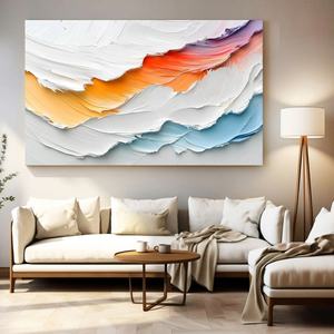 Art mural moderne 3D, grand format, vagues océaniques colorées, texture épaisse, toile sans cadre, décoration, projet d'art, design commercial et résidentiel - Product Image 6