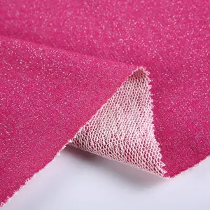 Hot Sale Lurex Pink Jmetallic Strick billig Lager Französisch Terry recycelt Polyester Baumwolle Stoff Französisch Terry Stoff Hoodie Stoff