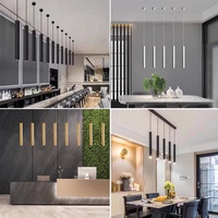Lustre LED industriel nordique pour restaurant Tube en aluminium ultra-mince petite lampe suspendue forme longue