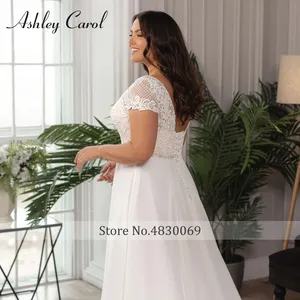 Ashley <span class=keywords><strong>Carol</strong></span> vestidos De novia De talla grande Sexy BOHO Sweetheart apliques manga corta gasa A-Line vestido De Novia Vestidos De Novia - Product Image 5