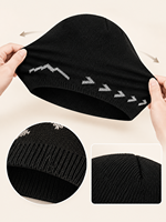Bonnet tricoté réfléchissant à motif montagne pour l'extérieur, coupe-vent extensible en jacquard pour la randonnée, la course et le ski