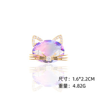 XILIANGFEIZI Nouvelle Broche Chat Mignonne en Zircon Coloré, Épingle Délicate Tendance, Accessoire de Corsage pour Femme