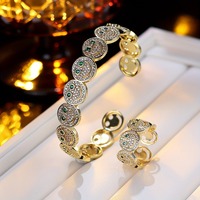 Ensemble de bijoux ouverts en cuivre et zircon vintage, style européen et américain, pour bracelet et bague, élégant et polyvalent