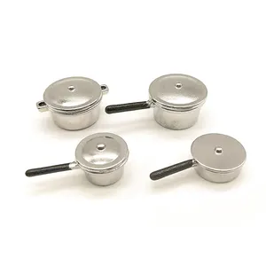 Ialnd Miniaturen Poppenhuis Miniatuur Keuken Cookware Set/4 Pan & Potten Kookgerei DK008B