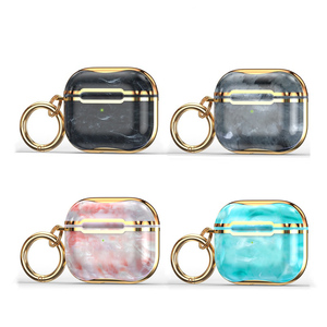Belleza de lujo <span class=keywords><strong>pc</strong></span> duro brillante chapado para los airpods tableta amortiguador Tech accesorio beige Rojo Negro compruebe Tartan tableta amortiguador pro con mármol para los airpods caso a prueba de golpes a prueba de cubierta - Product Image 2
