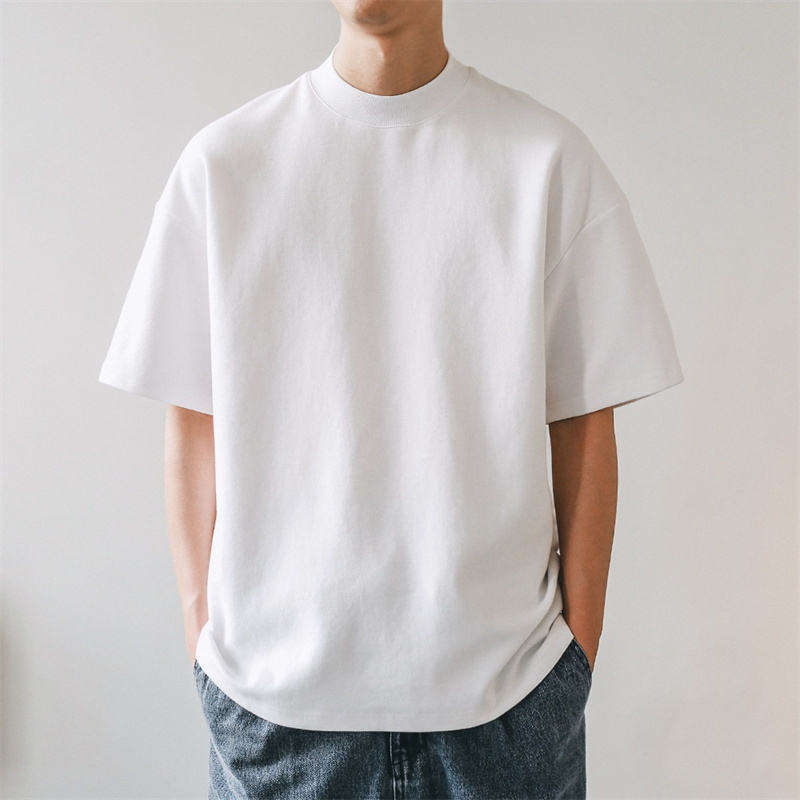 T-shirt Men's Tee Shirt Heavyweight Plain Oversized Mock Neck
