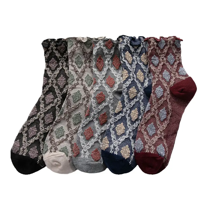 New ladies retro fashion small floral socks wild ethnic style fungus designs socks