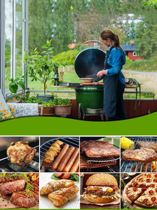 18 Inch Omkeerbare Halve Maan Gietijzeren Bakplaat Voor Kamado Grill, Grote Groene Eiergrill Kookplaat - Product Image 4
