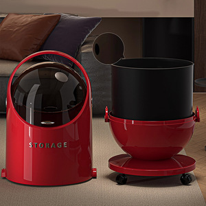 Poubelle Capsule Spatiale Grande Capacité Mobile pour Intérieur, Corbeille à Déchets Domestique Ronde en Plastique - Product Image 4