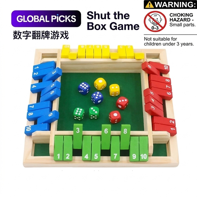 Wooden Dice Board Game Blocks for up to 4 Players Classic Family Strategy Table Game Developing Skills Game Board Family Games