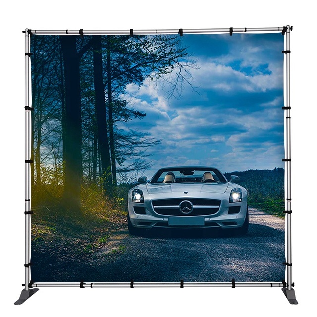 Retractable Aluminum Backdrop Stand Portable Aluminum Adjustable Banner Backdrop Stand for Trade Show Media Wall