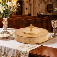 Ensemble de vaisselle en bois pour la Sainte-Cène, assiettes et coupelles de communion avec couvercle, pour les services religieux en gros
