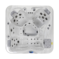 Bain à remous pour 4 personnes avec 1 chaise longue, 3 sièges, 50 jets, bain à remous électrique, spa en acrylique de haute qualité, idéal pour les rassemblements familiaux