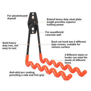 Heavy-Duty Anti-Slip Coating Metal Wave Hook Bicycle <strong>Display</strong> Racks Durable Wall Hanger Garage Use Versatile Room Storage <strong>Tool</strong> - Product Image 2