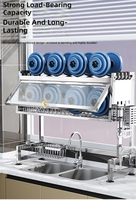 Égouttoir de cuisine multifonctionnel double en acier inoxydable de qualité supérieure, étanche, pour égoutter la vaisselle et ranger les ustensiles sur plan de travail