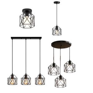 โคมไฟแขวน 3 ดวง สไตล์เรโทร ดีไซน์เหล็กกลวง สำหรับห้องนั่งเล่น ห้องรับประทานอาหาร ร้านอาหาร - Product Image 1