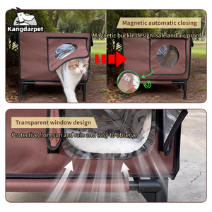 Kangdarpet US en Stock - Casa para Gatos Aislada para Exteriores - Refugio Elevado para Gatos Silvestres Resistente a la Intemperie con Puerta de Escape y Solapa Magnética - Product Image 5