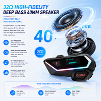 Casque d'intercom sans fil pour moto G-Max avec radio FM, partage de musique et étanchéité IP67