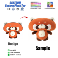 Peluche Panda Rouge Personnalisable Mignonne avec Visage Kawaii, Jouet en Peluche Doux, Décoration de Chambre, Doublure en Maille, Vente en Gros OEM