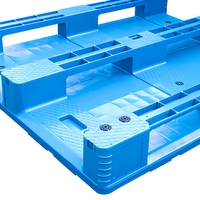 Palette en plastique Euro robuste à simple face en PEHD, à trois rails, à grille, empilable, pour chariot élévateur, bac de stockage industriel pour entrepôt