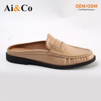 Chaussures décontractées tendance pour femmes, mules à bout plissé, sans talon, plates, antidérapantes, semelle extérieure en TPR, dessus en PU, légères et confortables
