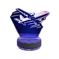 Lampe USB 3D Avion au Design Contemporain, Taille Moyenne, Recharge USB, Veilleuse à Illusion Optique 3D pour Chambre et Décoration de Magasin