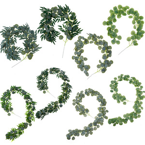 Guirlande d'<span class=keywords><strong>eucalyptus</strong></span> artificielle fausse feuille de soie dollar en argent feuilles d'<span class=keywords><strong>eucalyptus</strong></span> vignes guirlande faite à la main verdure toile de fond de mariage - Product Image 2