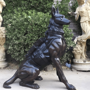 Op maat gemaakte levensgrote bronzen hondenstandbeeld dierenbeeld antiek traditioneel gegoten buitenlandschap decoratie - Product Image 1