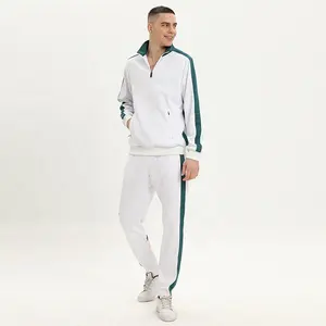 Grosir desain kustom Jogger setengah ritsleting dua bagian setelan olahraga baju olahraga pria olahraga Gym Tracksuit