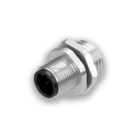 Connecteur circulaire CE 4 broches M12 B-code Plug plaqué or montage sur panneau à souder IP67 étanche M12 B codé connecteur 4 broches avec fil