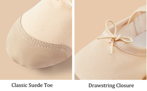 <span class=keywords><strong>Chaussons</strong></span> de danse en toile pour filles à bout en daim, tailles 22-42, avec semelle fendue et cordon de serrage pour l'entraînement quotidien (vente en gros) - Product Image 2