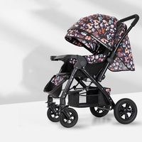 Poussette bébé en acier au carbone haute qualité avec fonctions assise et couchée, légère, pliable, vue haute, poussée bidirectionnelle