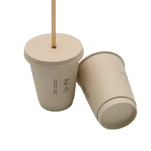 Одностеночная печать логотипа кафе чашка одноразовая бамбуковая масса горячего кофе молочный чай печати на бумажных стаканчиках