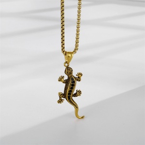 Wholesale <b>Men</b> Pendant Halloween Jewelry Stainless Steel Gecko Lizard Pendant <b>Necklace</b> - Product Image 5