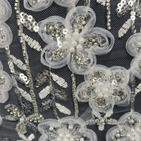 Tissu en dentelle de haute qualité, brodé de perles et de paillettes, en gaze, écologique, pour robes de soirée